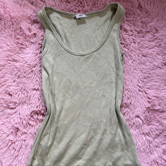 Y2k sage green cozy casual lace hem cami - Picture 2 of 5